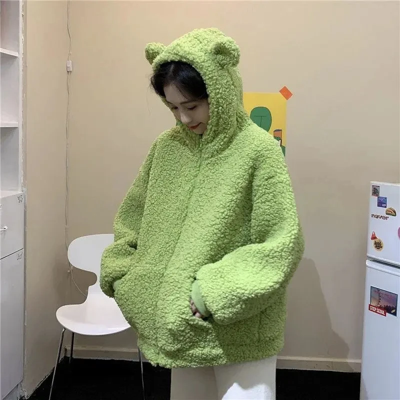 Cute Frog Coat Kawaii Lamb Wool Coat Polar Fleece 2022 Spring New Autumn Fashion Cartoon Loose Thick Warm Lamb Wool Jacket Women
Cute Frog Coat Kawaii Lamb Wool Coat Polar Fleece 2022 Spring New Autumn Fashion Cartoon Loose Thick Warm Lamb Wool Jacket Women