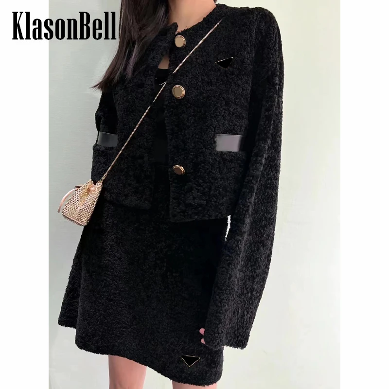 12.20 KlasonBell Fashion Round Neck Short Plush Jacket With A-Line Skirt Black 2 Piece Set Women
12.20 KlasonBell Fashion Round Neck Short Plush Jacket With A-Line Skirt Black 2 Piece Set Women
