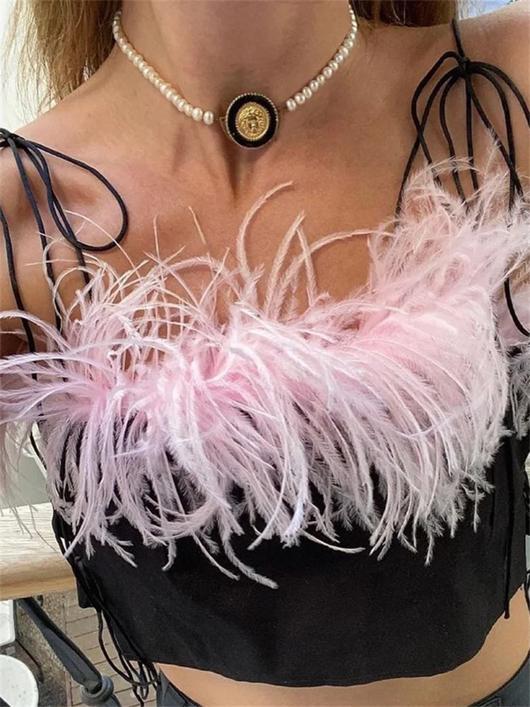 Thorn Tree Faux Fur Feather Patchwork Tank Camis Chic Fashion Women Spaghetti Strap Bandeau Tube Tops Street Party Streetwear
Thorn Tree Faux Fur Feather Patchwork Tank Camis Chic Fashion Women Spaghetti Strap Bandeau Tube Tops Street Party Streetwear