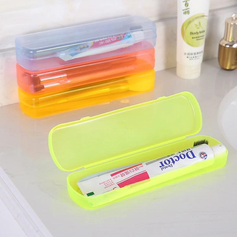 

Портативный дорожный контейнер для хранения косметической зубной пасты, конфетных цветов, пластиковая коробка, аксессуары для ванной комнаты, 1 шт.