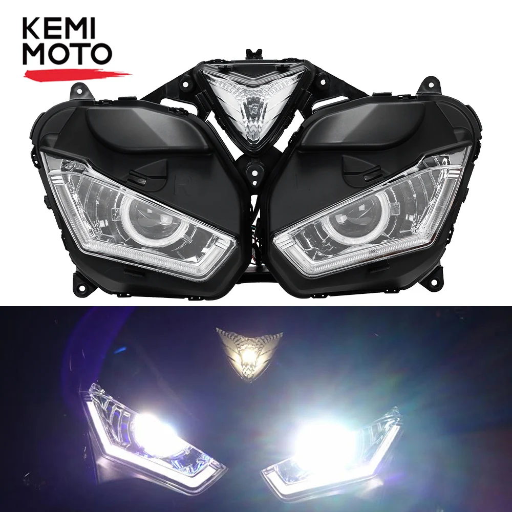 

LED Headlight R3 R25 White Blue Angel Eyes High Low Beam Assembly Decorative Atmosphere Lamps For Yamaha R3 R25 2013-2016 2017