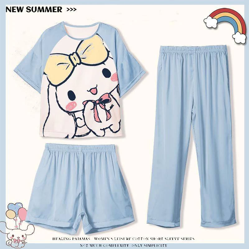 Sanrios Cinnamoroll Pajamas Summer Short-Sleeved Pants Ice Silk Three Pieces Set Girls Cartoon Cute Children's Home Clothes
Sanrios Cinnamoroll Pajamas Summer Short-Sleeved Pants Ice Silk Three Pieces Set Girls Cartoon Cute Children's Home Clothes
