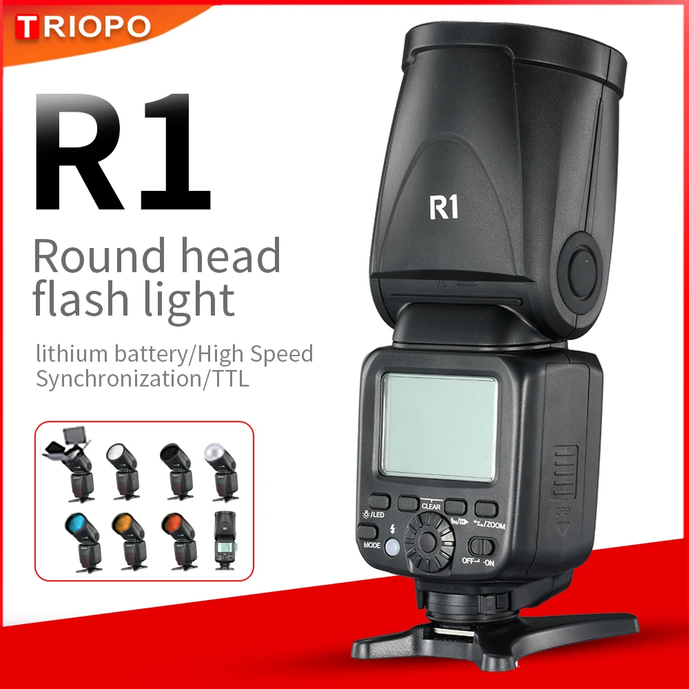 

Triopo R1 The Round Head Camera Ring Flash Speedlite 2.4G Wireless TTL HSS Speedlight Flash with Li-Battery for VS V