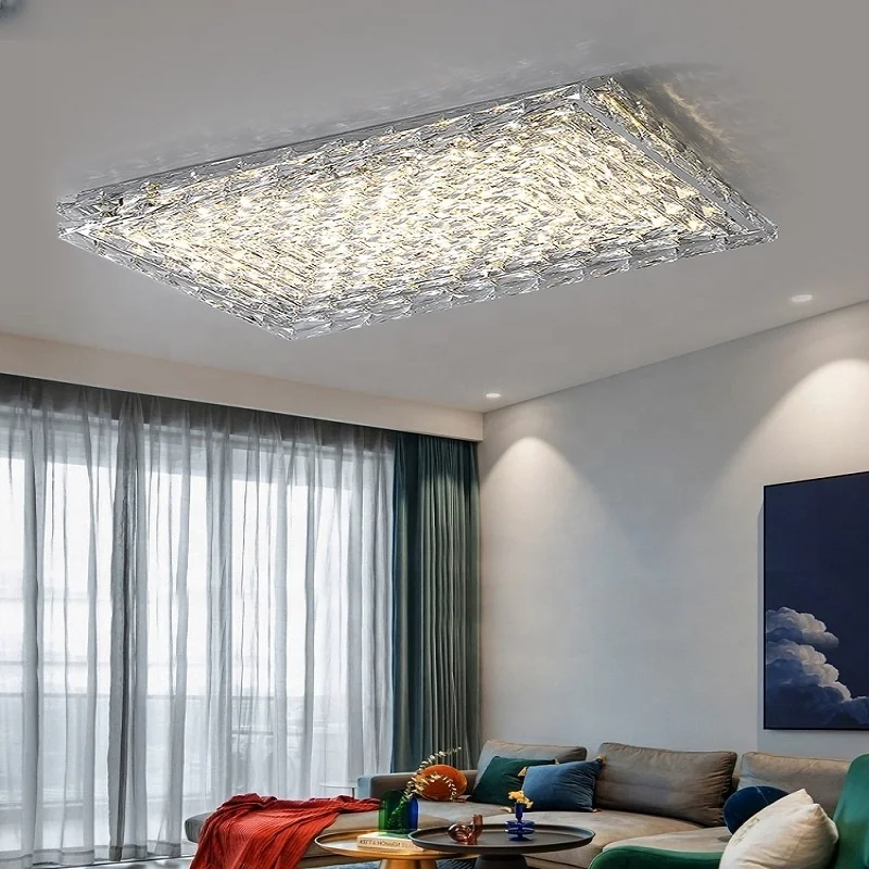 

Светодиодный Современная потолочная лампа K9 хрустальный блеск, Потолочная люстра с регулируемой яркостью, квадратные Хрустальные потолочные светильники для гостиной и спальни
