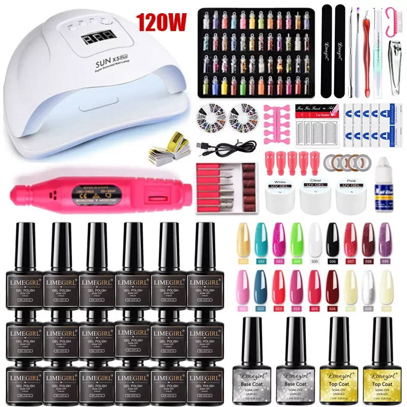 Limegirl Nail Set With 120/54W UV Led lamp manicure set kit profesional machine tool kit 18/12/10 Colors UV Nail Gel Polish Set
Limegirl Nail Set With 120/54W UV Led lamp manicure set kit profesional machine tool kit 18/12/10 Colors UV Nail Gel Polish Set
