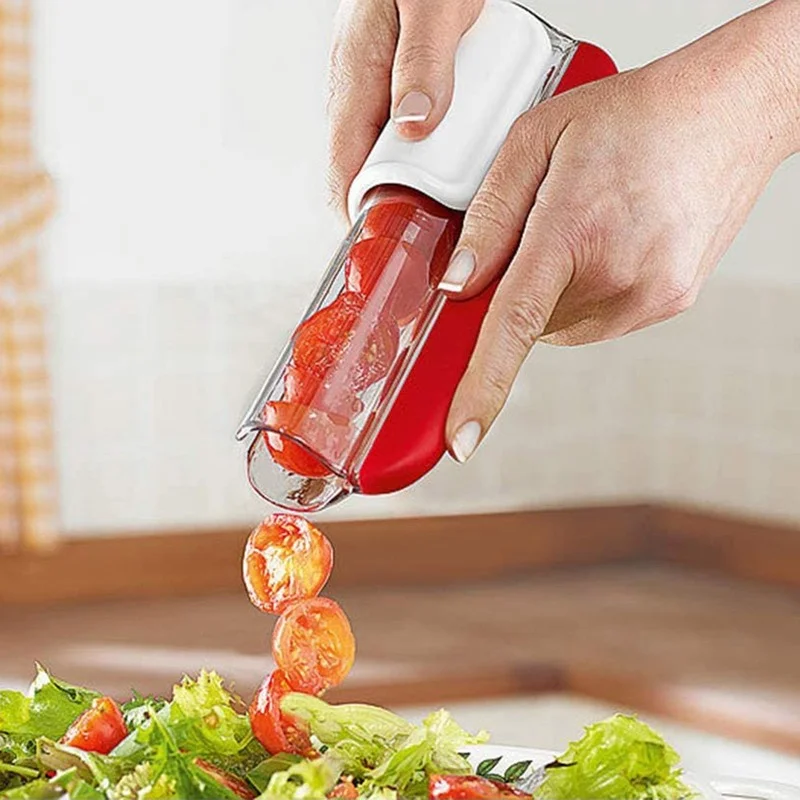 

Tomato Grape Cherry Slicer Fruit Vegetable Salad Manual Slicer, Fruit and Vegetable Tool Kitchen Gadget, Progressive Zip Slicer