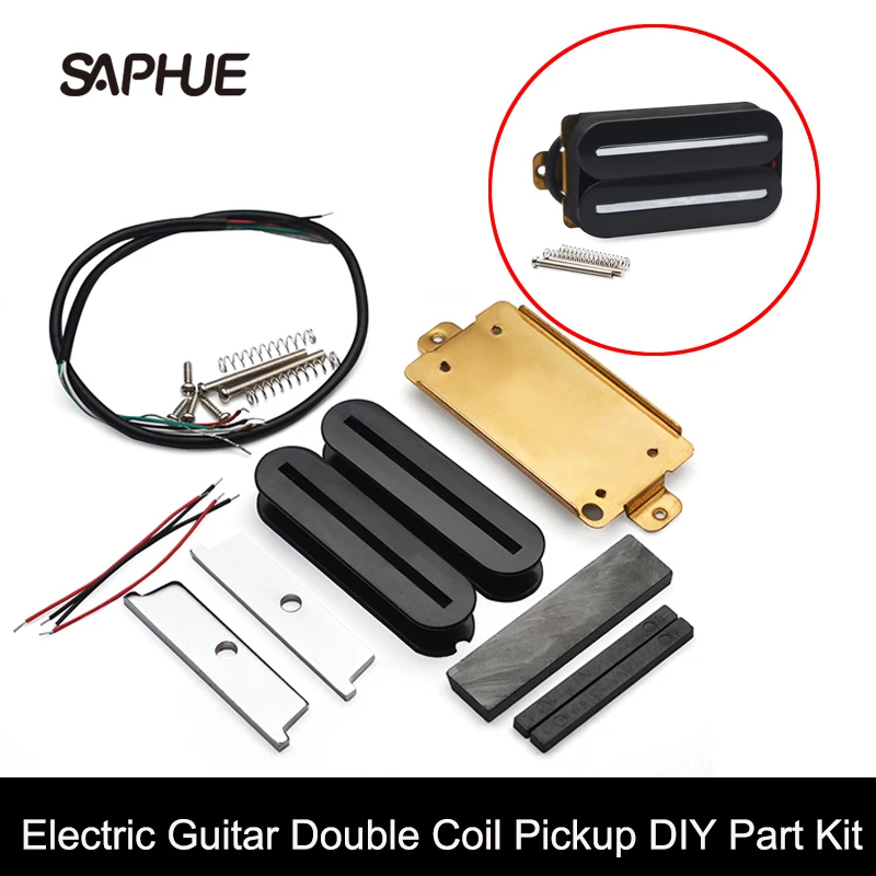 

Humbucker Electric Guitar DIY Kit Double Coil Pickup Bobbin/Ceramic Bar/Cable/Blade/Baseplate/Plastic Gasket Pieces Guitar Parts
