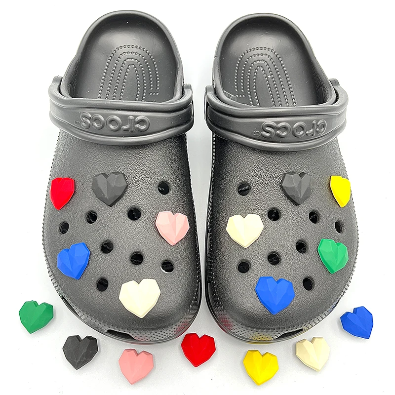 New 3D Colorful Heart Badge Hard Plastic Resin Shoe Charms For Cros Clogs Shoe Decoration DIY Shoe Buckles Slippers Accessories
New 3D Colorful Heart Badge Hard Plastic Resin Shoe Charms For Cros Clogs Shoe Decoration DIY Shoe Buckles Slippers Accessories
