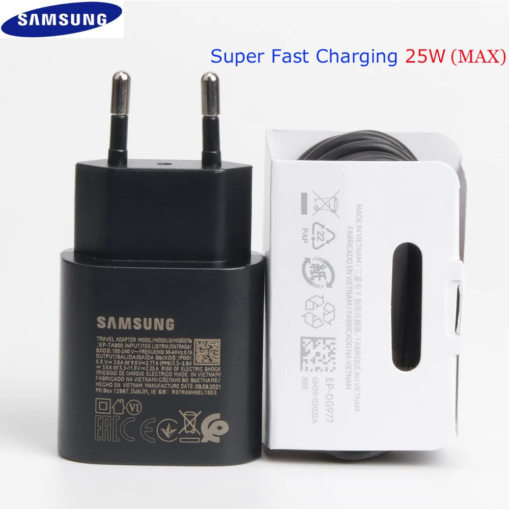 Samsung S22 S21 Note 20 10 A70 Super Fast Charger Cargador 25W EU Power Adapter For Galaxy Note20 S20 A90 A80 S10 Type C Cable
Samsung S22 S21 Note 20 10 A70 Super Fast Charger Cargador 25W EU Power Adapter For Galaxy Note20 S20 A90 A80 S10 Type C Cable