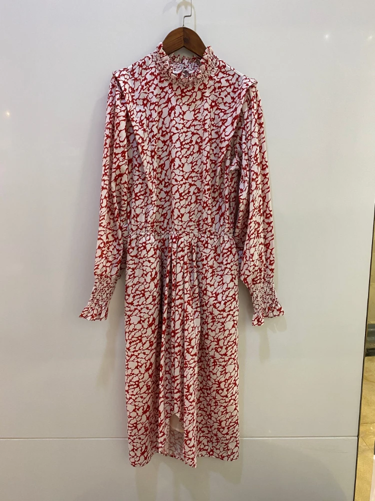 2022 Spring Summer New Lace Stand Collar Long-sleeved Floral Print Elastic Cuffs Women Casual Mid-length Dress
2022 Spring Summer New Lace Stand Collar Long-sleeved Floral Print Elastic Cuffs Women Casual Mid-length Dress
