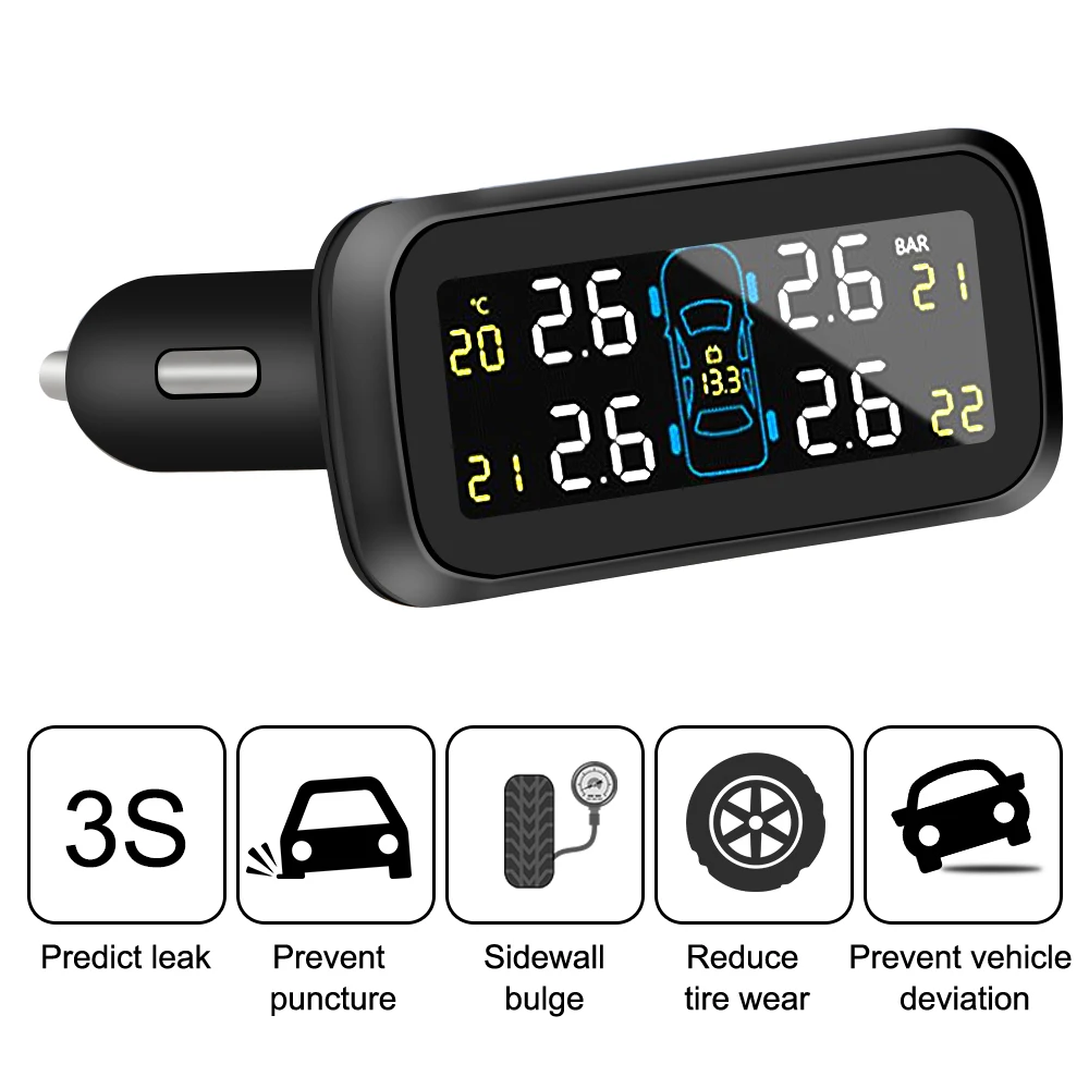 Система контроля давления в шинах LEEPEE Тип прикуривателя TPMS беспроводной цифровой ЖК-дисплей автоматическая система охранной сигнализации ...
Система контроля давления в шинах LEEPEE Тип прикуривателя TPMS беспроводной цифровой ЖК-дисплей автоматическая система охранной сигнализации ...