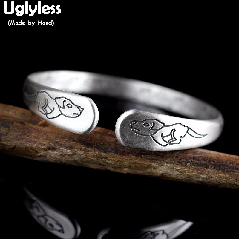 Uglyless Solid 990 Silver Running Puppy Dog Bangles for Women Inside Carved LOVE Gifts Fine Jewelry Animals Open Bangles BA594 
Uglyless Solid 990 Silver Running Puppy Dog Bangles for Women Inside Carved LOVE Gifts Fine Jewelry Animals Open Bangles BA594