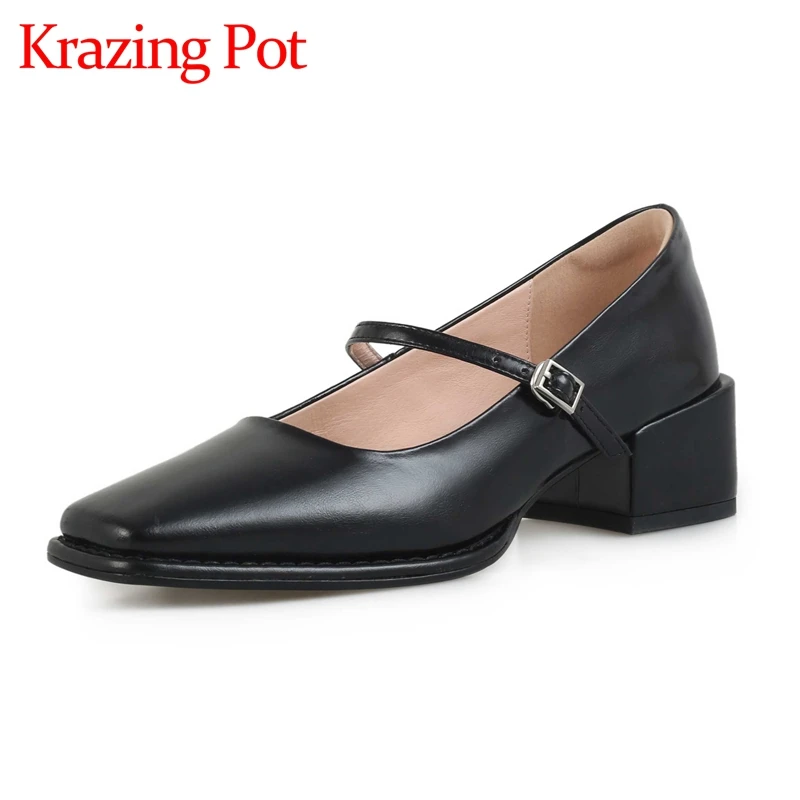 Krazing pot new arrival cow split leather square toe med heel British style retro fashion young lady streetwear women pumps L29
Krazing pot new arrival cow split leather square toe med heel British style retro fashion young lady streetwear women pumps L29