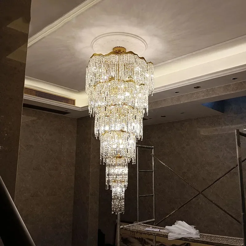 Luxury Shining Crystal Long Chandelier for Staircase High Ceiling Villa Hall Stylish Hollow Chandelier for Duplex Living Room
Luxury Shining Crystal Long Chandelier for Staircase High Ceiling Villa Hall Stylish Hollow Chandelier for Duplex Living Room