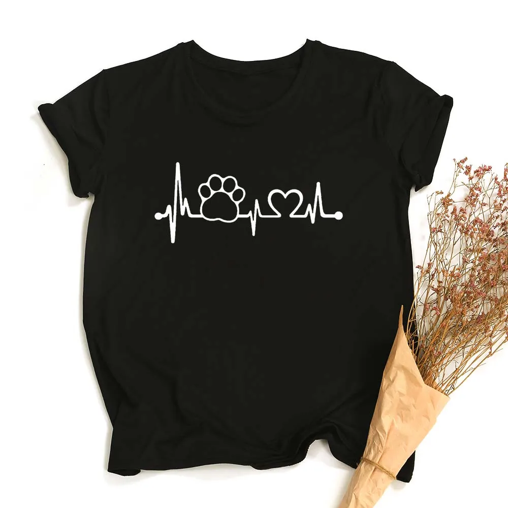 Funny Cute Woman Summer Clothes Female Cotton Paw Heartbeat Lifeline Pet Lovers Short Sleeve Ladies Daily O-Neck Tees Tops
Funny Cute Woman Summer Clothes Female Cotton Paw Heartbeat Lifeline Pet Lovers Short Sleeve Ladies Daily O-Neck Tees Tops