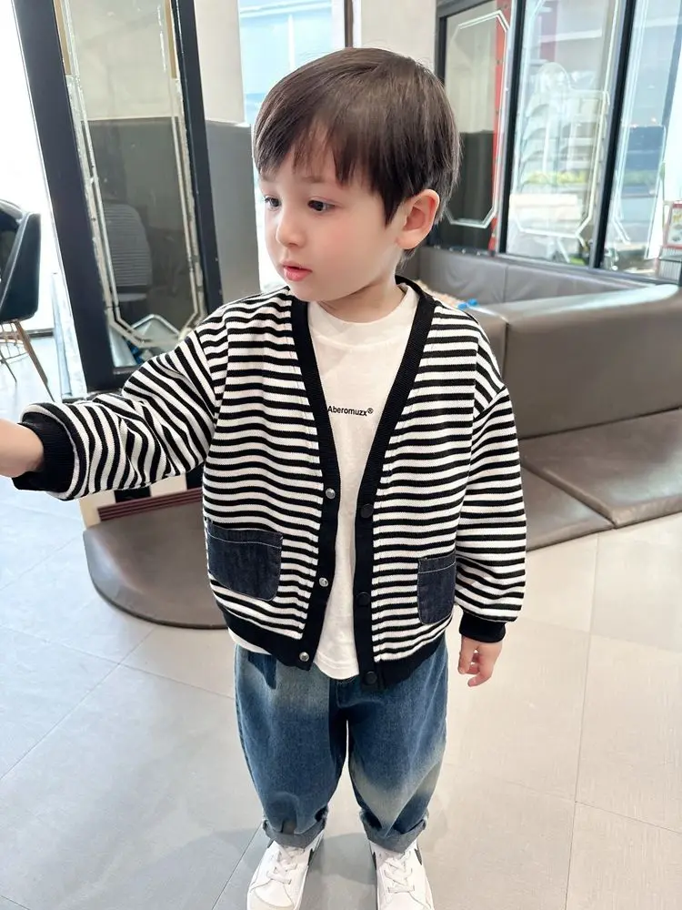 Boys' Striped Style with Pockets Cardigan Jacket 2023 Spring Small and Medium Children's Tops
Boys' Striped Style with Pockets Cardigan Jacket 2023 Spring Small and Medium Children's Tops