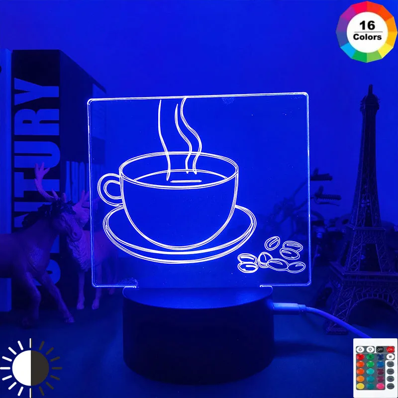 Acrylic 3d Optical Led Night Light Coffee Cup Model Colorful Table Lamp for Shop Decor Cool Gadgets Office Home Decorative Light
Acrylic 3d Optical Led Night Light Coffee Cup Model Colorful Table Lamp for Shop Decor Cool Gadgets Office Home Decorative Light