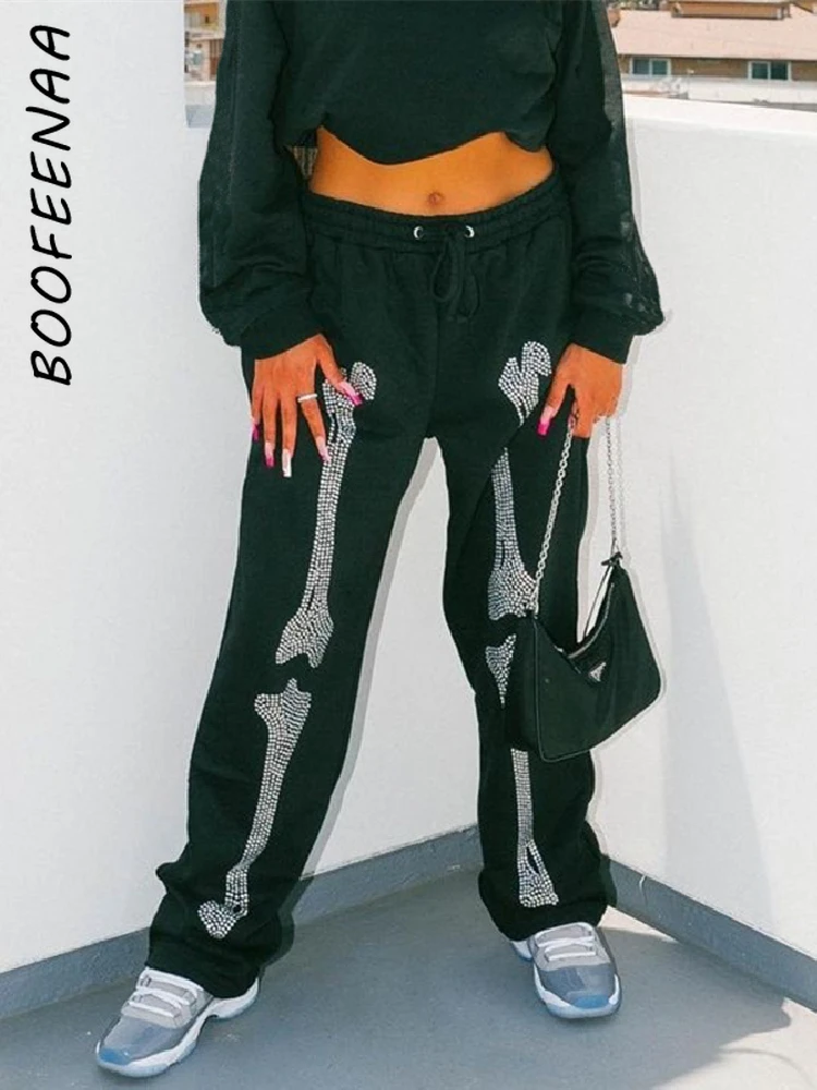 BOOFEENAA Skeleton Rhinestone Graphic Pants Punk Gothic Clothes Women Y2k Streetwear Black Drawstring Sweatpants C82-DH46
BOOFEENAA Skeleton Rhinestone Graphic Pants Punk Gothic Clothes Women Y2k Streetwear Black Drawstring Sweatpants C82-DH46