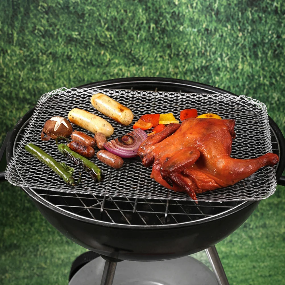 

10 Pcs Disposable Grill Barbecue Supplies Mat BBQ Food Vegetable Screen Mesh Heat-resistant Mats Aluminum Pad Underpads