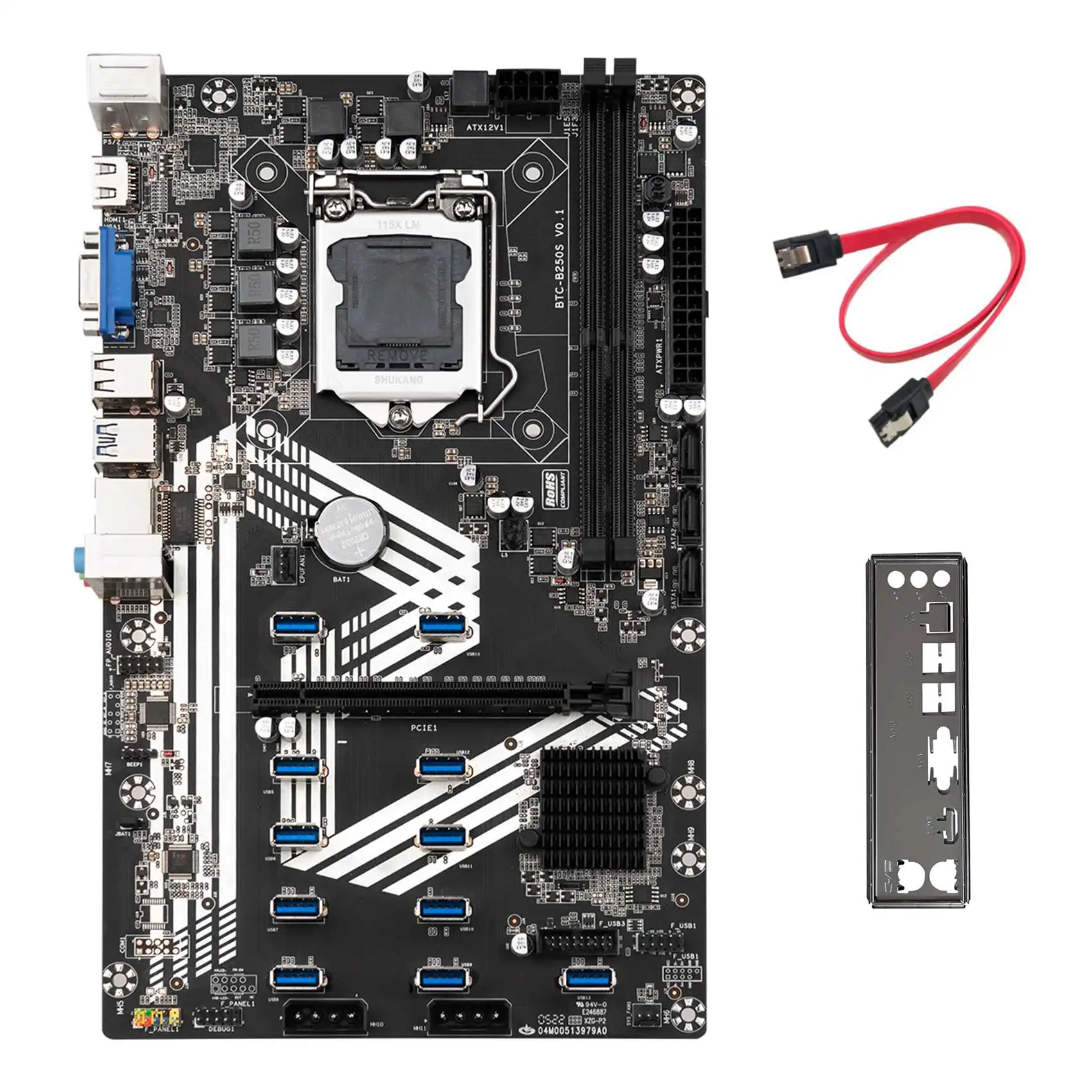 B250S Mining Motherboard+Baffle+SATA Cable LGA1151 11XUSB3.0+1XPCIE 16X Slot DDR4 SATA3.0 for ETH Miner Motherboard
B250S Mining Motherboard+Baffle+SATA Cable LGA1151 11XUSB3.0+1XPCIE 16X Slot DDR4 SATA3.0 for ETH Miner Motherboard