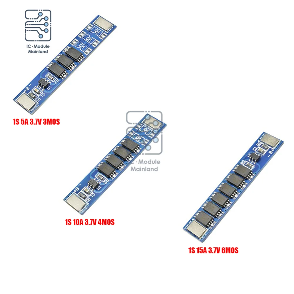 BMS 1S 3.7V 5A/10A/15A 3MOS/4MOS/6MOS 18650 Lithium Battery Charge Protection Board For Arduino Power Bank Cells Pack Charging
BMS 1S 3.7V 5A/10A/15A 3MOS/4MOS/6MOS 18650 Lithium Battery Charge Protection Board For Arduino Power Bank Cells Pack Charging