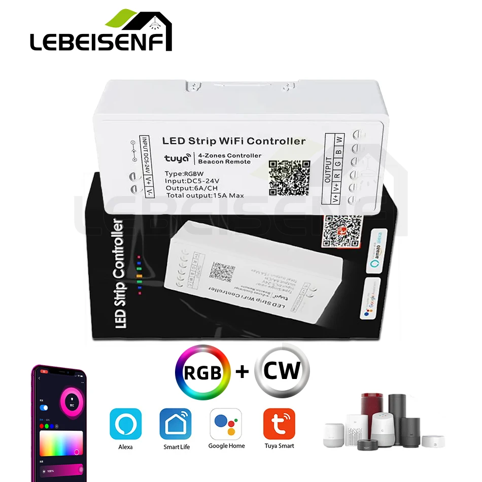 New DC 5V 12V 24V 15A RGBW Strip Light Smart Tuya Dimmer WiFi Lighting Timed Voice Music Controller 4 Zone Beacon Remote Control
New DC 5V 12V 24V 15A RGBW Strip Light Smart Tuya Dimmer WiFi Lighting Timed Voice Music Controller 4 Zone Beacon Remote Control