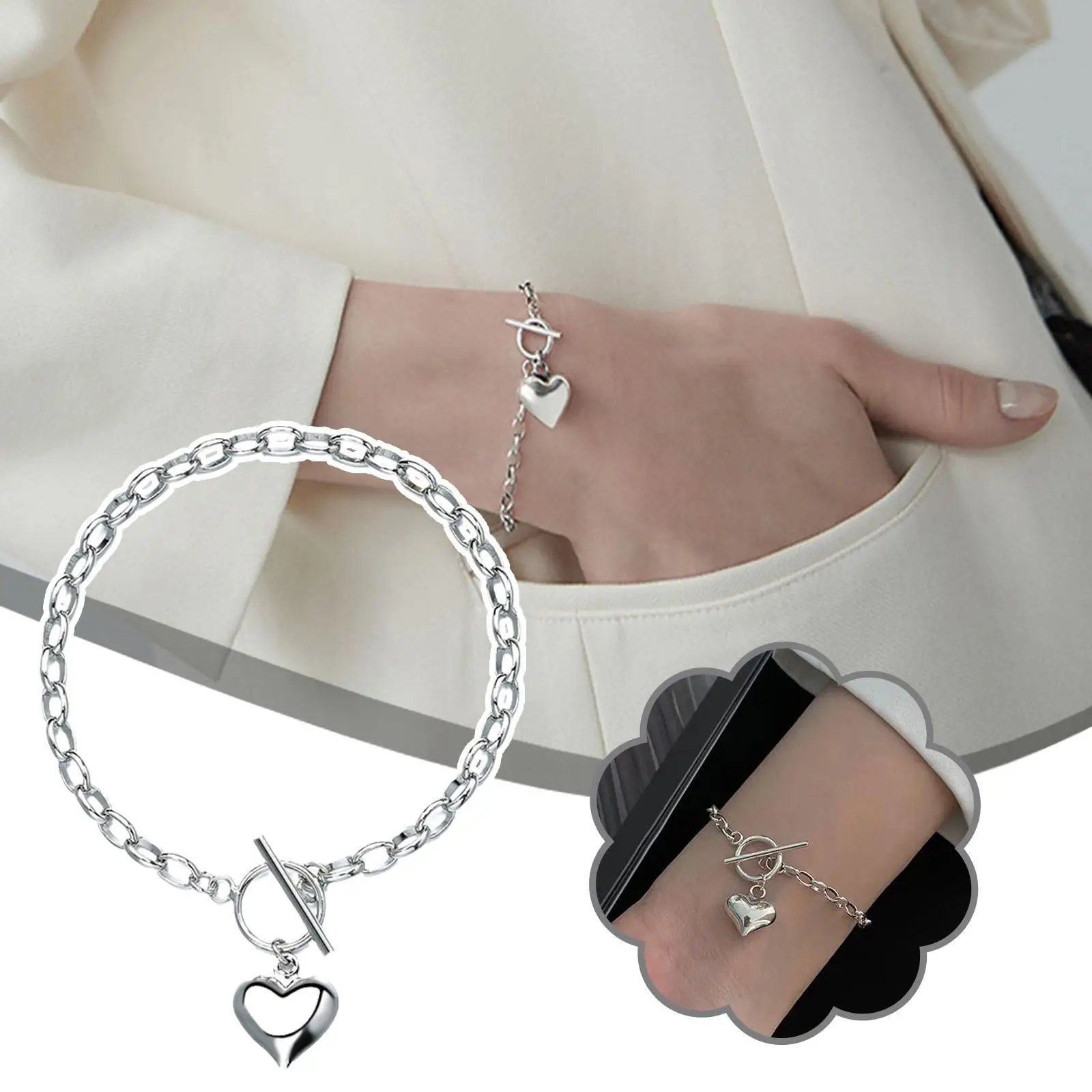 1pc Silver Color Bracelets For Women Hanging Heart Chain Wedding Party Elegant Lady Christmas Gifts Fashion Jewelry Bracelet
1pc Silver Color Bracelets For Women Hanging Heart Chain Wedding Party Elegant Lady Christmas Gifts Fashion Jewelry Bracelet