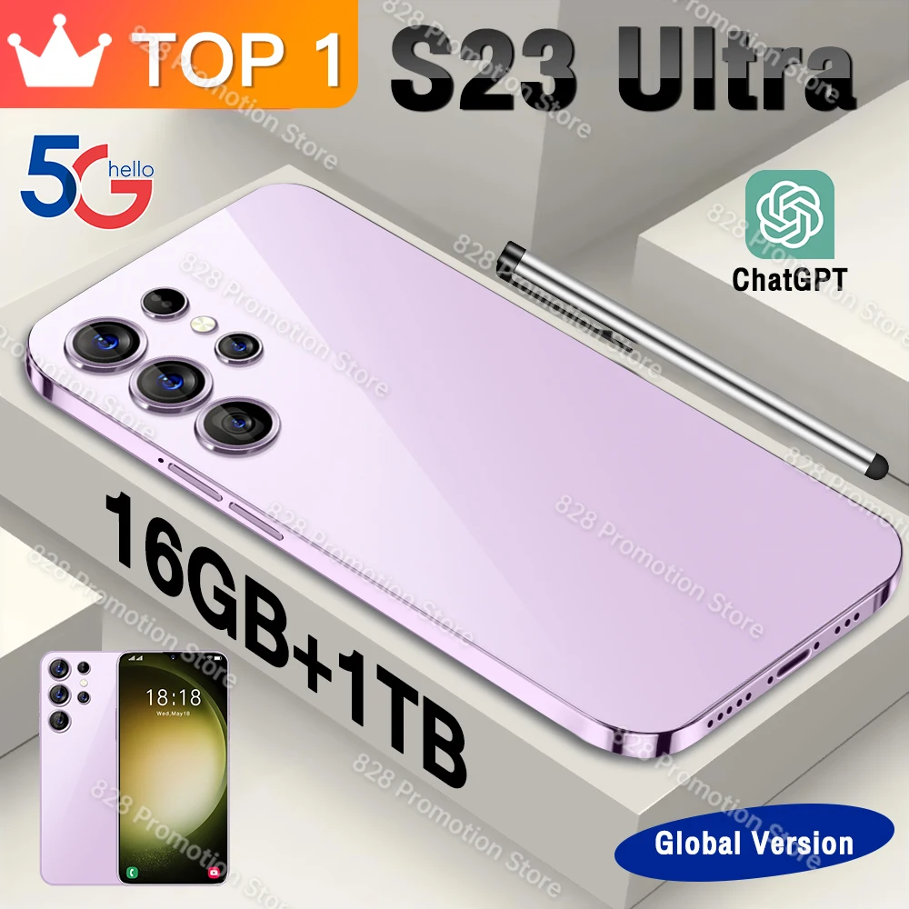 s23 ultra smart phone Original 7.3 Inch 16GB+1TB Unlocked Mobile Phones 6800mAh 4G/5G Network Celular 48+72MP Android Cell Phone
s23 ultra smart phone Original 7.3 Inch 16GB+1TB Unlocked Mobile Phones 6800mAh 4G/5G Network Celular 48+72MP Android Cell Phone