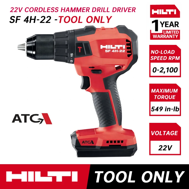 

HILTI SF 4H-22 Cordless Hammer Drill Driver Brushless Motor Impact Drill 22V Lithium-Ion Battery Compact Electric Screwdriver
