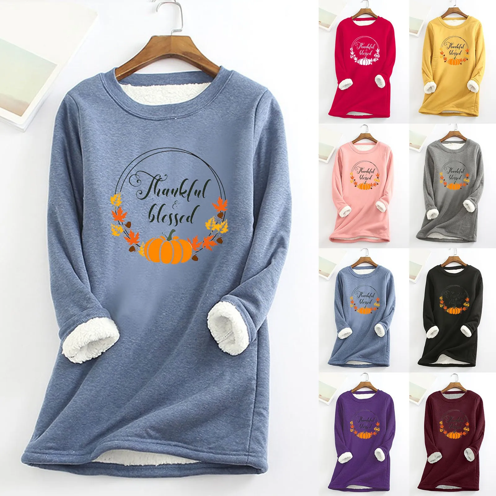 Women Casual Thanksgiving Print Shirt Thick Fleece Sweatshirt Winter Round Neck Warm Soft Fashion Bohemian Jackets Women
Women Casual Thanksgiving Print Shirt Thick Fleece Sweatshirt Winter Round Neck Warm Soft Fashion Bohemian Jackets Women