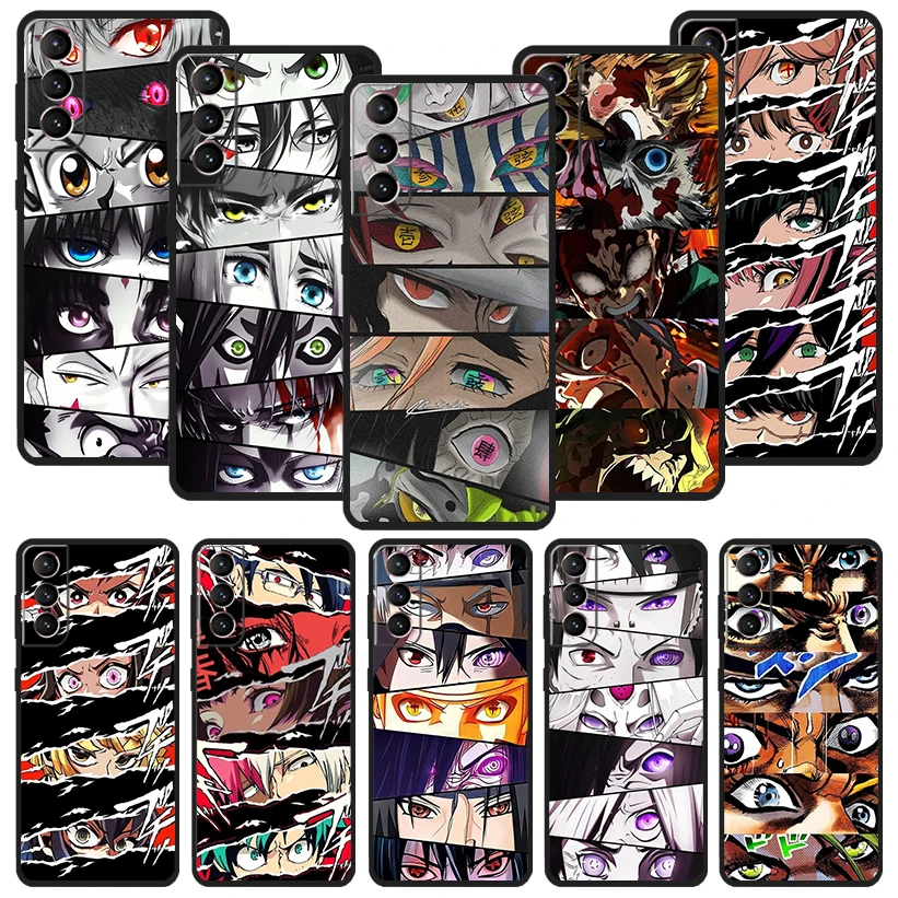 

Anime Comic Manga Eyes Black Phone Case for Samsung Galaxy S21 S22 S23 Ultra S20 FE S10 Plus Lite S10E S9 S8 + Silicone Cover