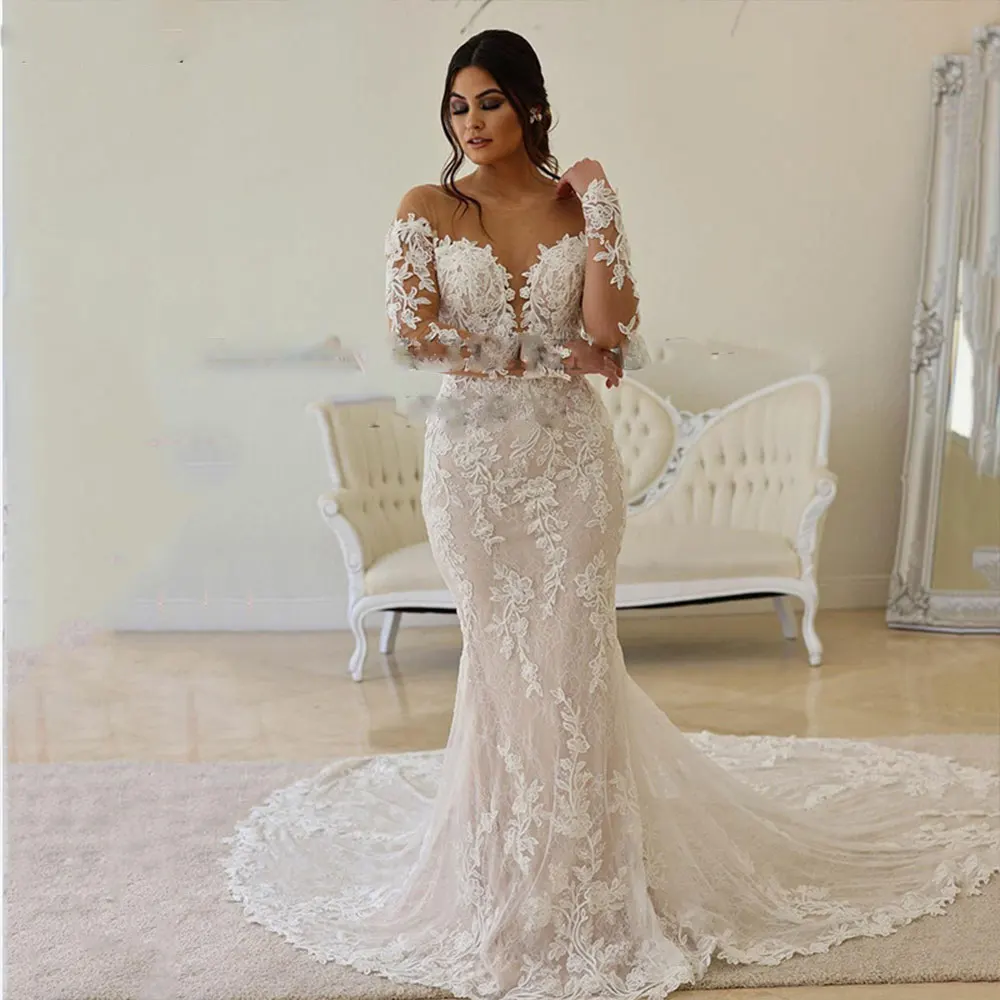 Роскошное кружевное свадебное платье 2022 иллюзионный лиф русалки vestido de noiva с длинным рукавом Прозрачный индивидуальный пошив Robe De Mariee на зак...
Роскошное кружевное свадебное платье 2022 иллюзионный лиф русалки vestido de noiva с длинным рукавом Прозрачный индивидуальный пошив Robe De Mariee на зак...