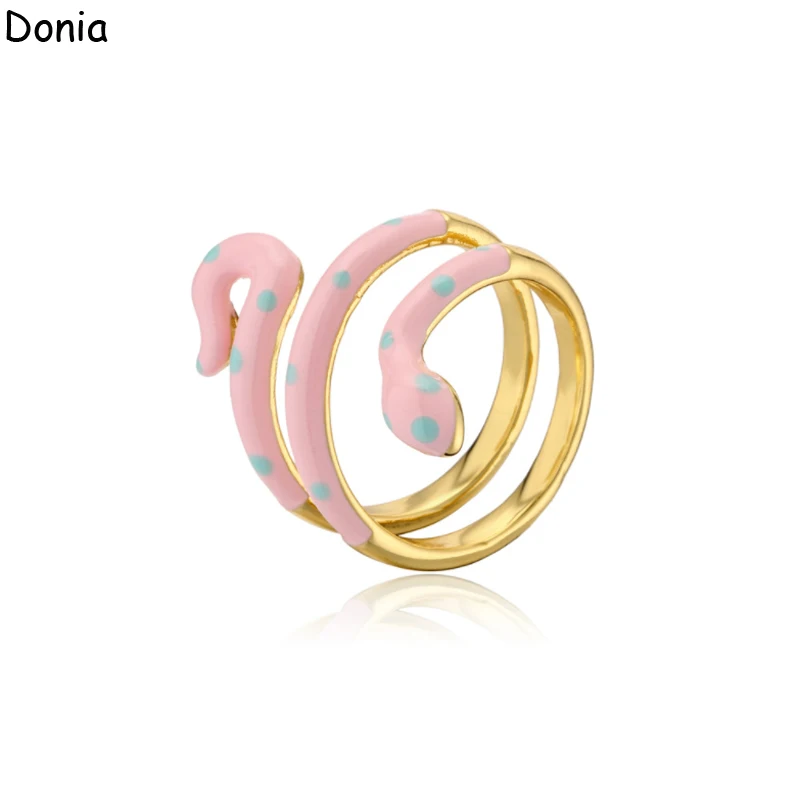 Donia jewelry European and American fashion enamel snake ring copper ring luxury new animal couple ring
Donia jewelry European and American fashion enamel snake ring copper ring luxury new animal couple ring