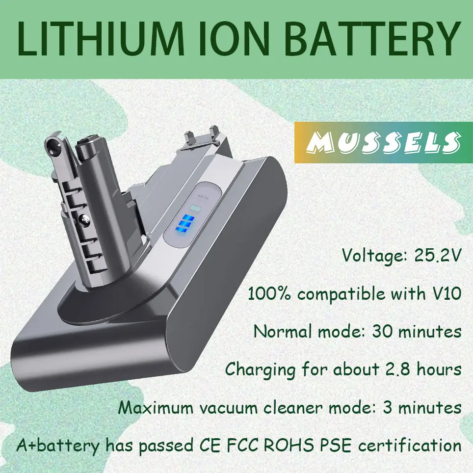 V10 25.2V battery for Dyson V10 Animal V10 Absolute V10 Motorhead V10 Full Clean Cordless Stick Vacuum Cleaner
V10 25.2V battery for Dyson V10 Animal V10 Absolute V10 Motorhead V10 Full Clean Cordless Stick Vacuum Cleaner