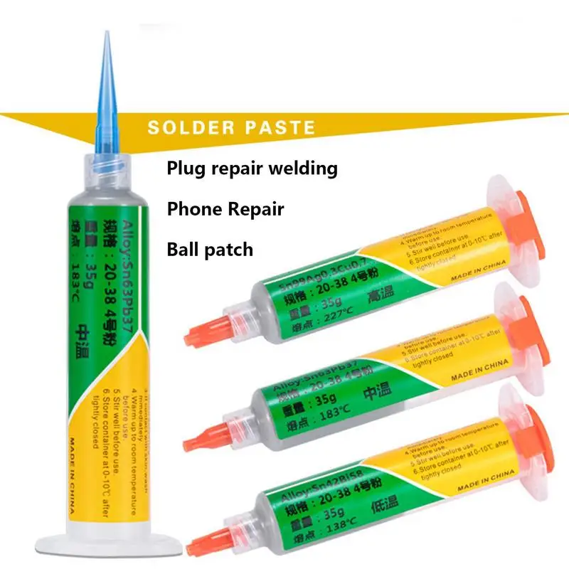 Solder Flux NC-559-ASM 35g Solder Paste Syringe Low Temperature Melting Point Suitfor Electronic Components BGA IC Soldering
Solder Flux NC-559-ASM 35g Solder Paste Syringe Low Temperature Melting Point Suitfor Electronic Components BGA IC Soldering