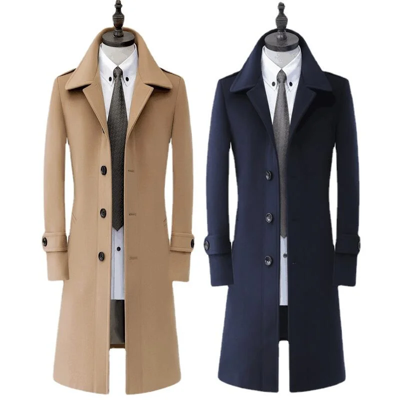 

Winter Advanced Woolen Coats Mens Design Thin Young And Middle-Aged Manteau Homme Hiver De Luxe Abrigos Erkek Mont KışLıK Khaki