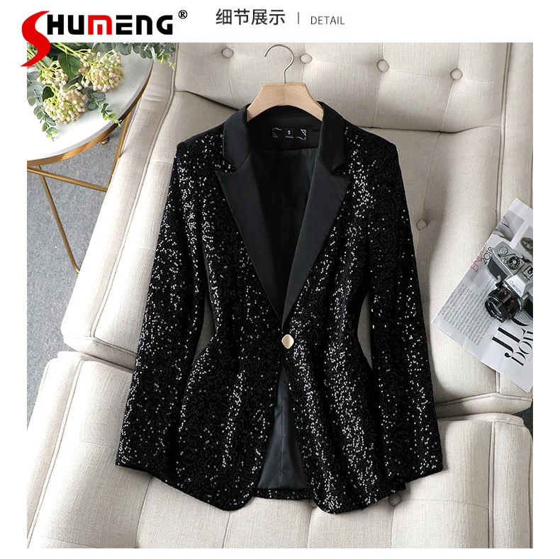 Advanced Apricot Sequins Suit Jacket for Women 2022 Spring New Fashion All-Matching Slim Fitting Long Sleeve Suit Coats Ladies
Advanced Apricot Sequins Suit Jacket for Women 2022 Spring New Fashion All-Matching Slim Fitting Long Sleeve Suit Coats Ladies