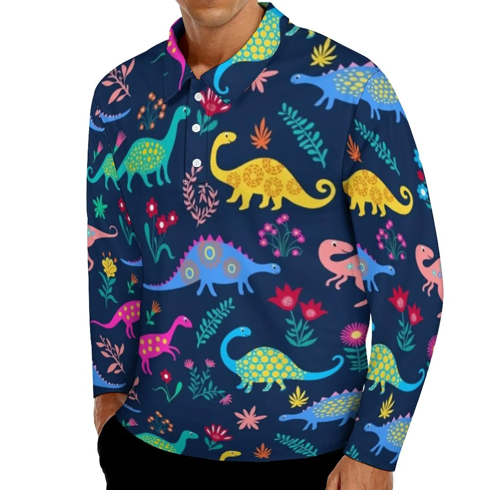 Cute Dinosaur Polo Shirts Cartoon Animal Print Casual Shirt Spring Retro Turn-Down Collar Long Sleeve Custom Oversized T-Shirts
Cute Dinosaur Polo Shirts Cartoon Animal Print Casual Shirt Spring Retro Turn-Down Collar Long Sleeve Custom Oversized T-Shirts