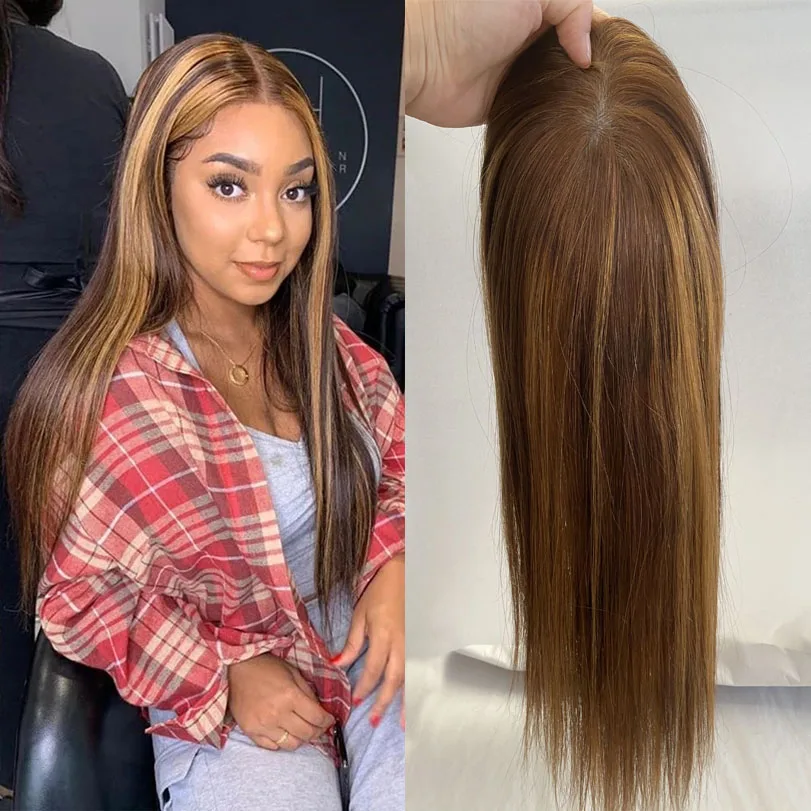 Piano Highlights Straight Silk Base Topper with Baby Hair Virgin Human Hair Topper with 4 Clips In Hair For Women
Piano Highlights Straight Silk Base Topper with Baby Hair Virgin Human Hair Topper with 4 Clips In Hair For Women