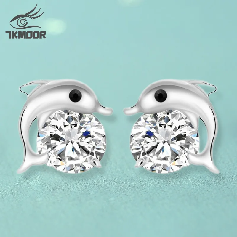 Exquisite Cute Romantic Dolphin Love Stud Earrings For Women Silver Color Jewelry Round Cut AAA Zircon Brinco Bijoux
Exquisite Cute Romantic Dolphin Love Stud Earrings For Women Silver Color Jewelry Round Cut AAA Zircon Brinco Bijoux