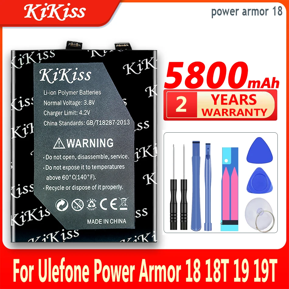

KiKiss Li-ion Battery power armor18 5800mAh For Ulefone Power Armor 18 18T 19 19T Armor19 Bateria