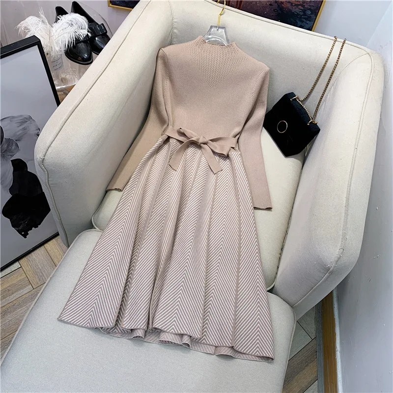 Long Sleeve Dresses for Women Sweaters Fashion Spring Autumn Korean Collect Waist Newest Long Dress Femme Knitted Striped Dress
Long Sleeve Dresses for Women Sweaters Fashion Spring Autumn Korean Collect Waist Newest Long Dress Femme Knitted Striped Dress