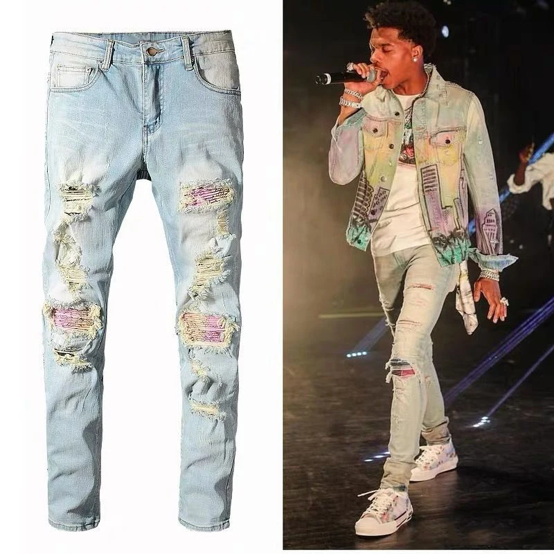 Small Feet Jeans High Street Ripped Men's Patch Do Old Wash Water Tide Brand Elastic Slim Jeans Style Fit Type Waist Type Length
Small Feet Jeans High Street Ripped Men's Patch Do Old Wash Water Tide Brand Elastic Slim Jeans Style Fit Type Waist Type Length