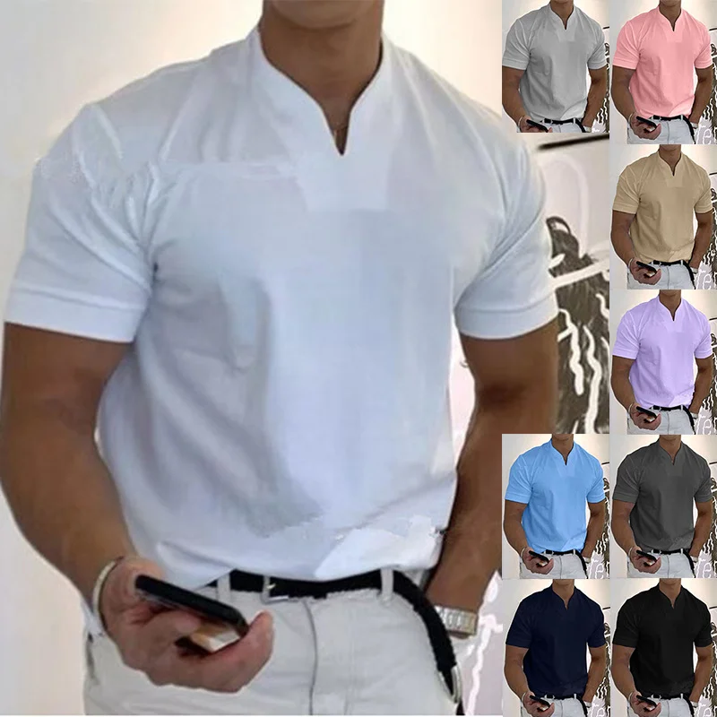 2023 NEW Summer Fashion Sports Cotton Fitness Men's T-Shirt Short Sleeve Fashion V-Neck Casual Quality Solid Color Top
2023 NEW Summer Fashion Sports Cotton Fitness Men's T-Shirt Short Sleeve Fashion V-Neck Casual Quality Solid Color Top