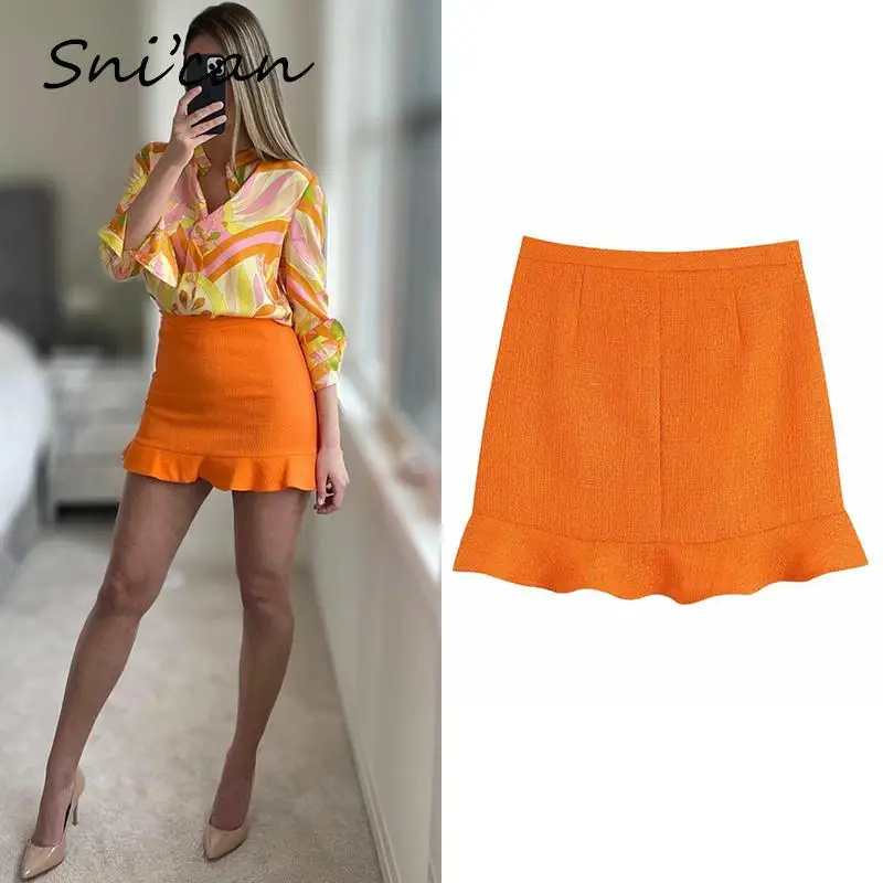 Solid Orange Ruffle Mini Skirt Fashion A Line High Waist Casual Jupe Femme Vintage Spring Summer Female Chic Bottom 2022 Faldas
Solid Orange Ruffle Mini Skirt Fashion A Line High Waist Casual Jupe Femme Vintage Spring Summer Female Chic Bottom 2022 Faldas