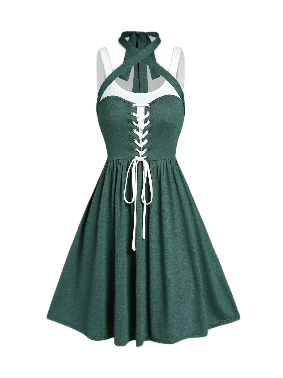 Colorblock Halter Neck Dress Lace Up Colorblock Sleeveless Casual Dress for Women Summer High Stretch Faux Twinset Dress
Colorblock Halter Neck Dress Lace Up Colorblock Sleeveless Casual Dress for Women Summer High Stretch Faux Twinset Dress