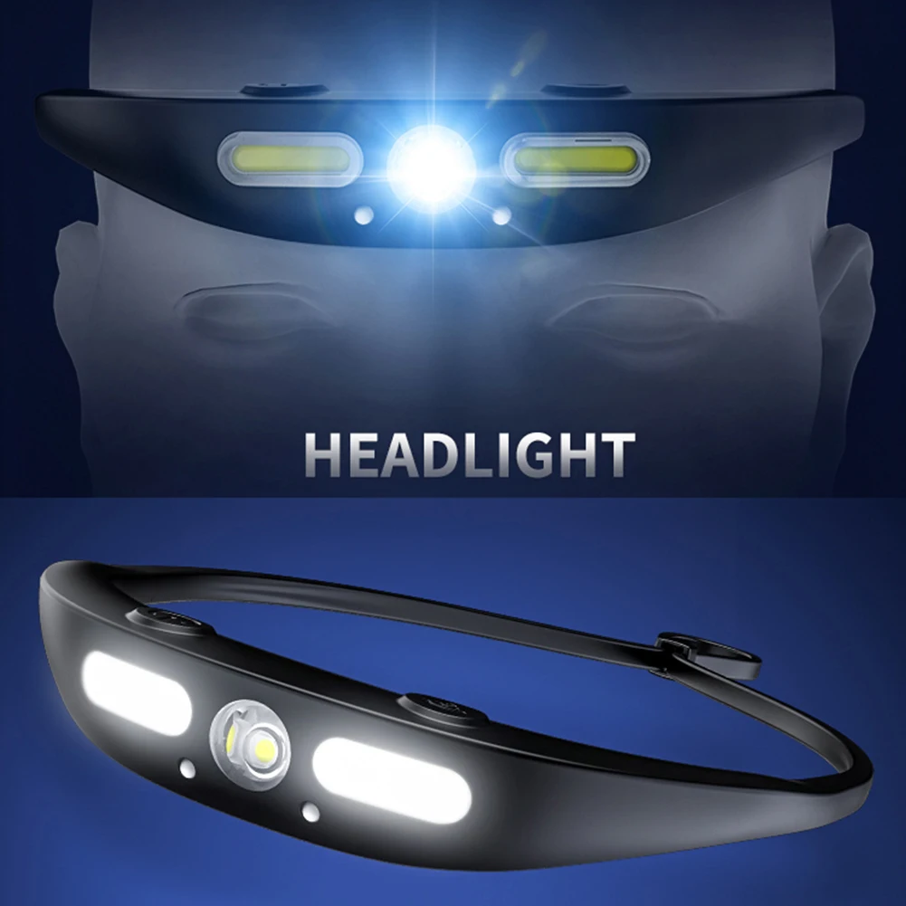 

LED Headlamp Waterproof Headlamps Flashlights Wave Induction 5 Modes Motion Sensor Silicone Design for Hiking Cycling Adventure