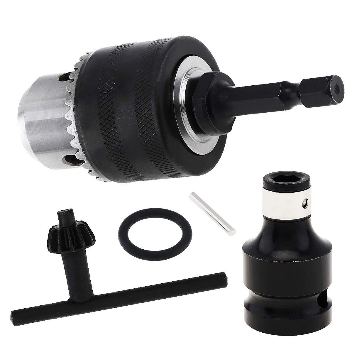 3/8inch Drill Chuck Adapter Chuck Drill with 1/2-Inch Adapter and 1/4 Inch Quick Change Shank for Impact Guns Drill Bit Adapter
3/8inch Drill Chuck Adapter Chuck Drill with 1/2-Inch Adapter and 1/4 Inch Quick Change Shank for Impact Guns Drill Bit Adapter