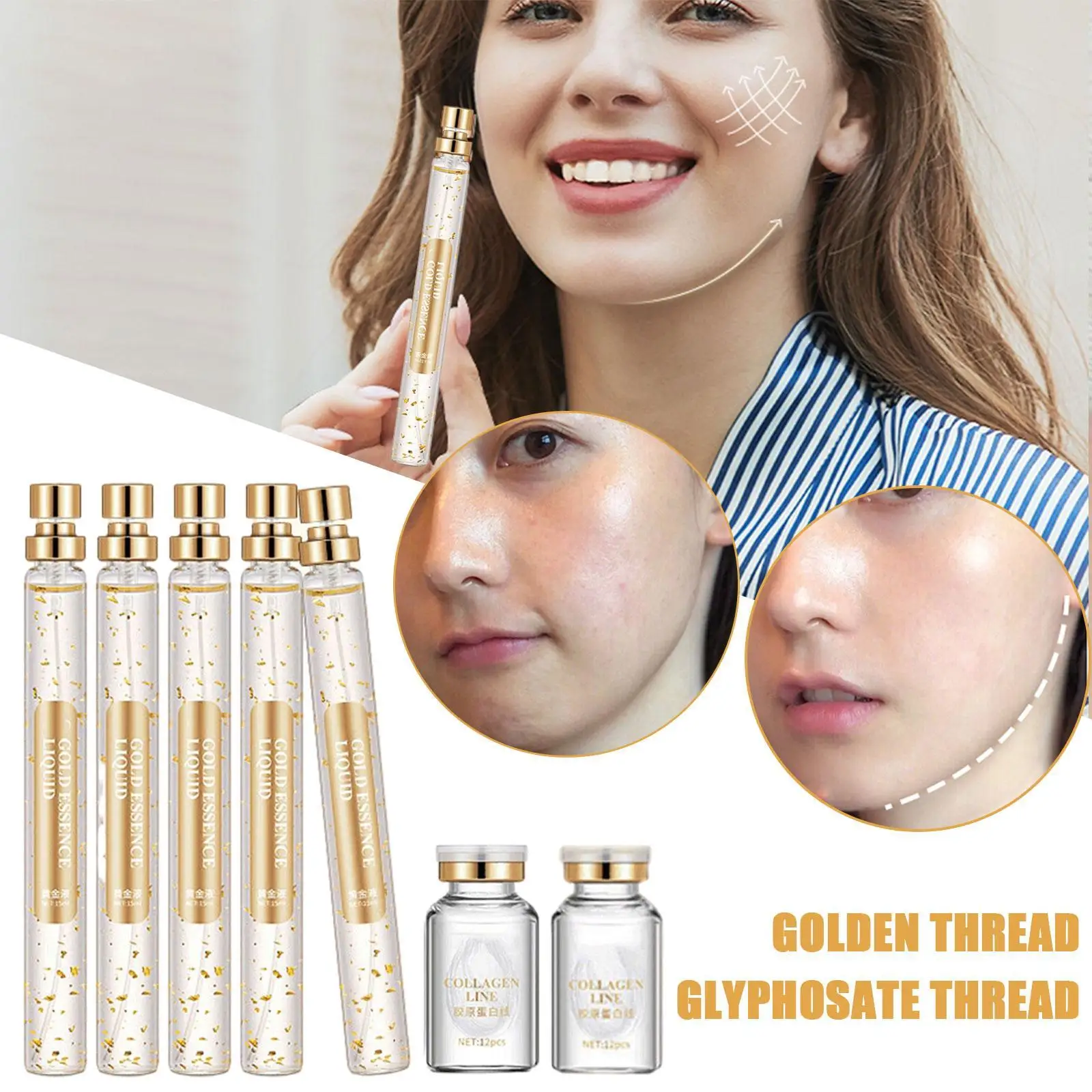 

Soluble Protein Thread Nano Gold Essence Combination Gold Protein Peptide Set 24k Golden Protein Line Essence Fades Fine Lines