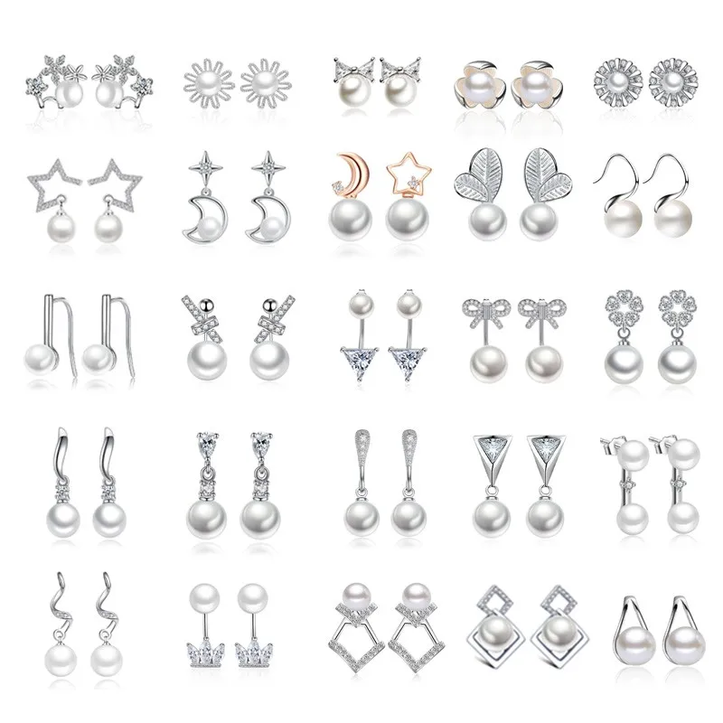 Simple Silver Color Elegant Simulated-pearl Earrings For Women Ladies 925 Silver Needle Crystal Earring Newest Boucle d'oreille
Simple Silver Color Elegant Simulated-pearl Earrings For Women Ladies 925 Silver Needle Crystal Earring Newest Boucle d'oreille